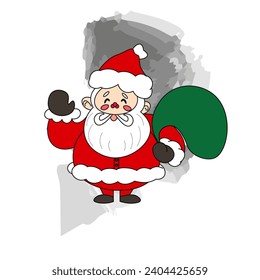  illustration of Santa greeting someone with a gift bag