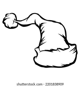 Illustration of santa hat Line Art