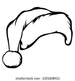 Illustration of santa hat Line Art