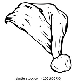 Illustration of santa hat Line Art
