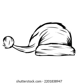 Illustration of santa hat Line Art
