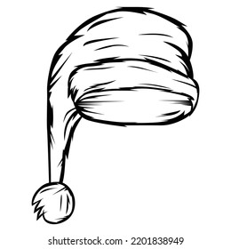 Illustration of santa hat Line Art