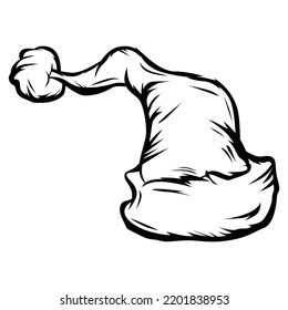 Illustration of santa hat Line Art