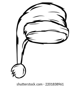 Illustration of santa hat Line Art