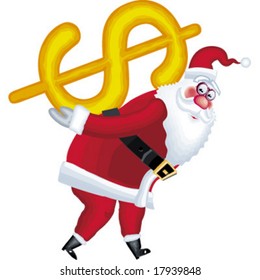 Ilustración de Santa Klaus con dólar