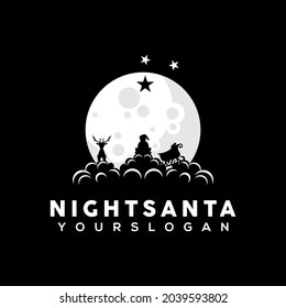 illustration of santa looking at the moon