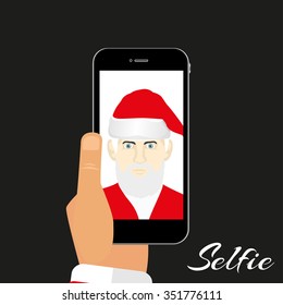 Illustration Santa makes self on a  dark background