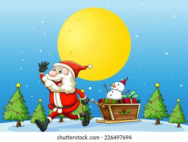 illustration of a santa and presents