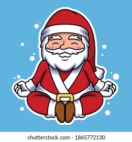 Illustration of Santa Relax with Cute Pose. People Holiday Icon Concept Isolated Premium Vector.