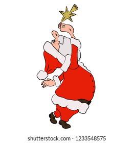 illustration santa with star in hand isolated