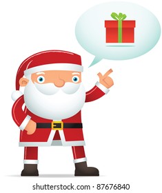 Illustration of Santa Talking about gift