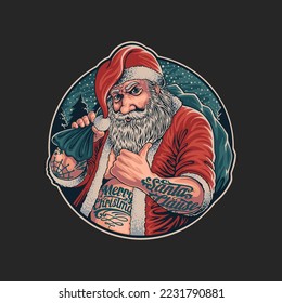 ilustración de santa con tatuaje