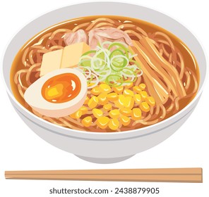 It is an illustration of Sapporo ramen