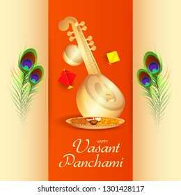 
Illustration Of Saraswati Puja Or Happy Vasant Panchami Background.