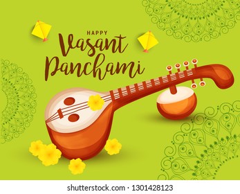 
Illustration Of Saraswati Puja Or Happy Vasant Panchami Background.