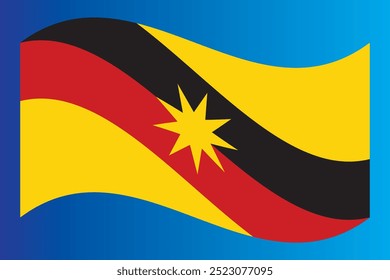 Ilustração do Estado da Bandeira de Sarawak - Sarawak é o estado malaio em Bornéu, na costa noroeste da ilha