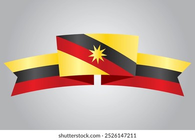 Illustration of Sarawak State Flag colour- Red, Yellow and Black pattern background