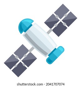 Illustration of satellite. Icon in cartoon style. Image for cards and posters.