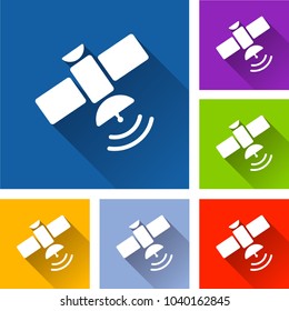 Illustration of satellite icons with long shadow