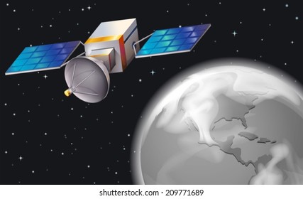 Illustration of a satellite in the outerspace