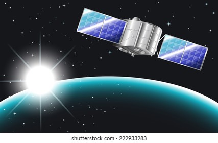 Ilustración de un satélite en el espacio ultraterrestre