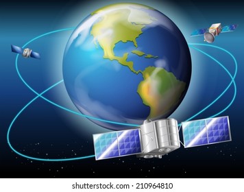 Illustration of the satellites surrounding the planet Earth