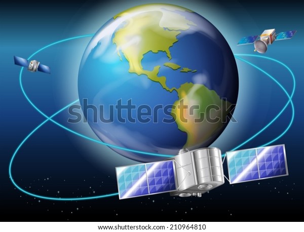 Illustration Satellites Surrounding Planet Earth Stock Vector (Royalty ...