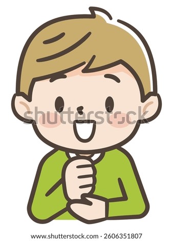 Illustration of a satisfied boy, simple vector illustration