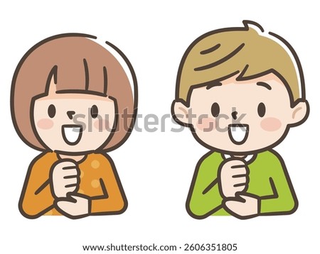 Illustration of satisfied children, simple vector illustration