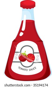 illustration of sauce bottle on white