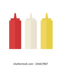illustration of sauce bottles on a white background