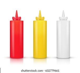 illustration of sauce bottles on a white background