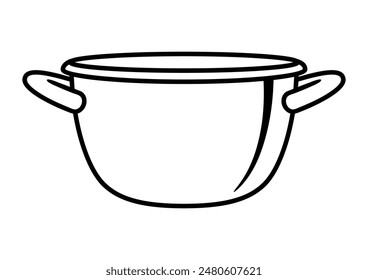 Illustration of saucepan. Stylized kitchen and restaurant utensil.
