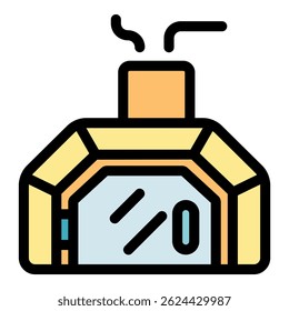 Illustration of a sauna with steam rising from the chimney