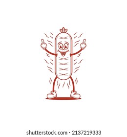 Illustration des Wursthafens Logo Vektordesign Inspiration. Wurstsymbol-Vorlage im Vintage-Stil