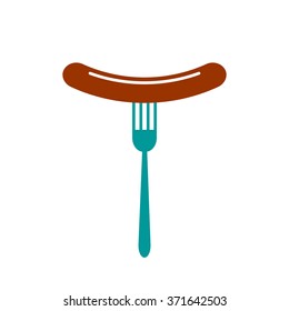 Illustration of a sausage and fork