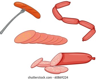 illustration of sausage pieces on a white background