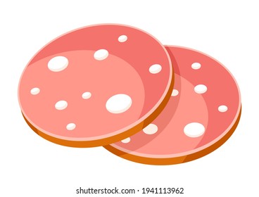 Illustration of sausage slices. Icon or image for butcher shops and industries.