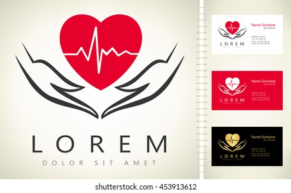 Illustration of save heart with heartbeat concept 