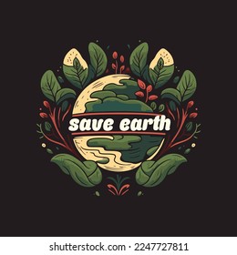 illustration of save planet earth world globe green environment and earth day concept flat vector style for banner invitation card design template