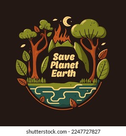 illustration of save planet earth world globe green environment and earth day concept flat vector style for banner invitation card design template