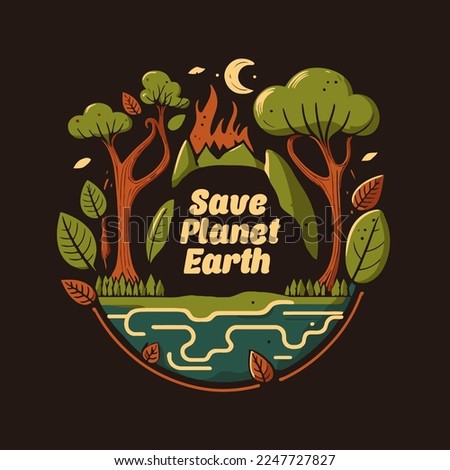 illustration of save planet earth world globe green environment and earth day concept flat vector style for banner invitation card design template