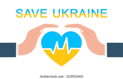 Illustration with  save Ukraine. Support and help Ukraine. Stop war.  Peace symbol.