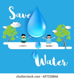 Illustration Save Water Concept On Blue Stock Vector (Royalty Free ...