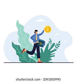 ilustración de ahorro de dinero digital, cripto o bitcoin
