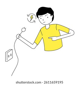 illustration of saving electricity in order to protect the environment
