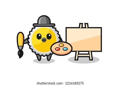Illustration of saw blade mascot as a painter , cute design