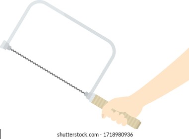An illustration with a saw hanging on the strings.