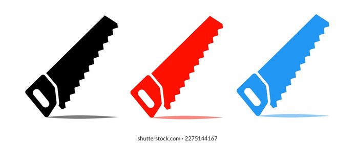 Illustration of saw icon with shadow. Vector illustration.