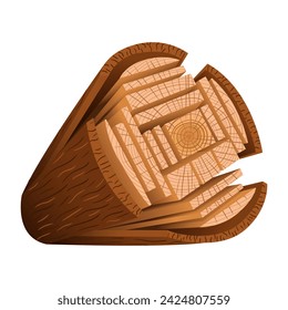 An illustration of sawing a log. Vector on a white background
